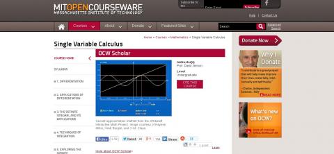Calculus Center Top 10 Calculus Websites - MIT OpenCourseWare