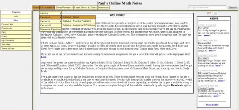 Calculus Center Top 10 Calculus Websites - Paul's Online Math Notes